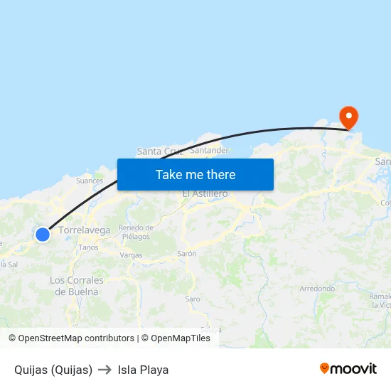 Quijas (Quijas) to Isla Playa map