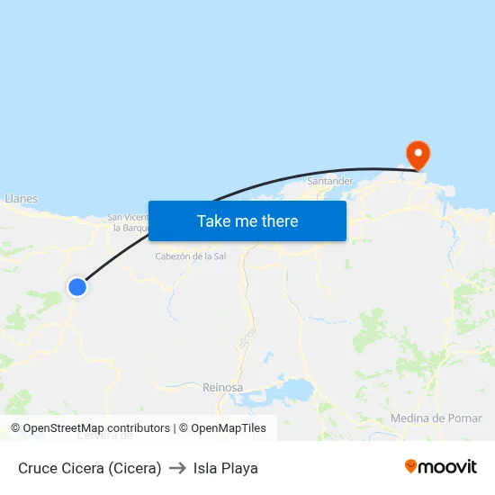 Cruce Cicera (Cicera) to Isla Playa map