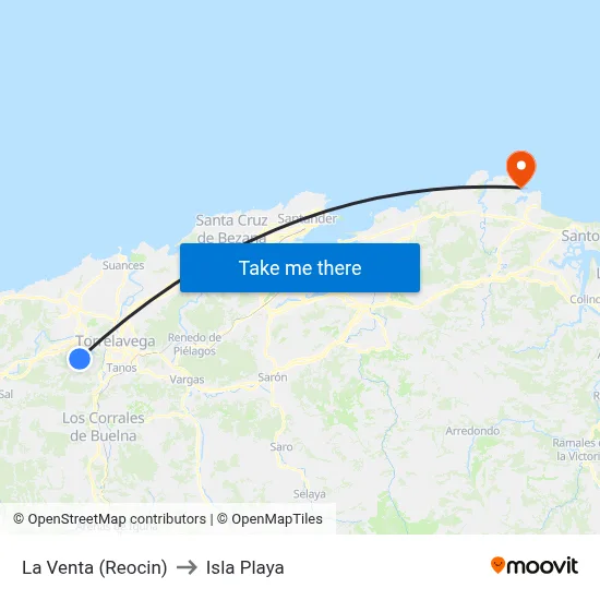 La Venta (Reocin) to Isla Playa map