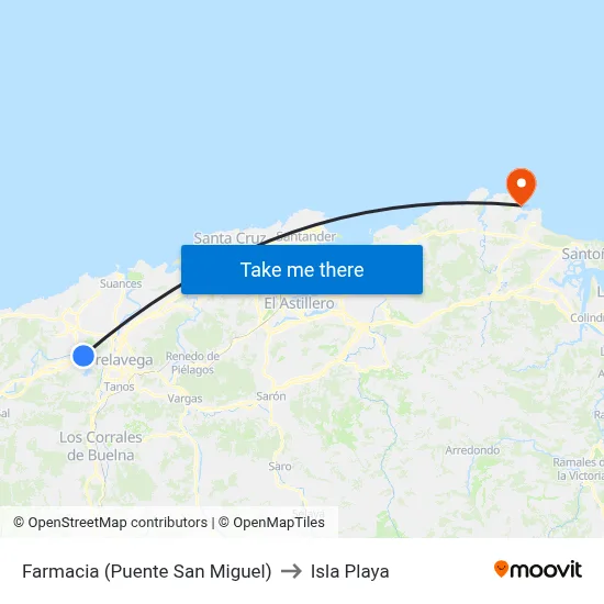 Farmacia (Puente San Miguel) to Isla Playa map