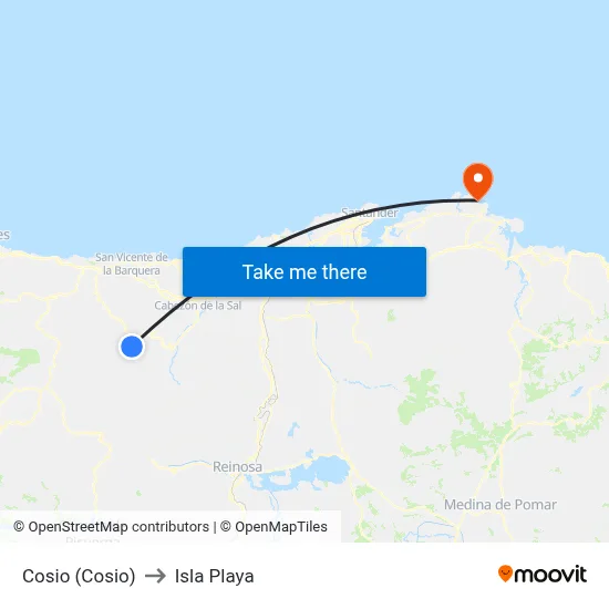 Cosio (Cosio) to Isla Playa map