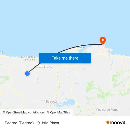 Pedreo (Pedreo) to Isla Playa map