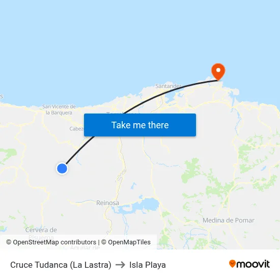 Cruce Tudanca (La Lastra) to Isla Playa map