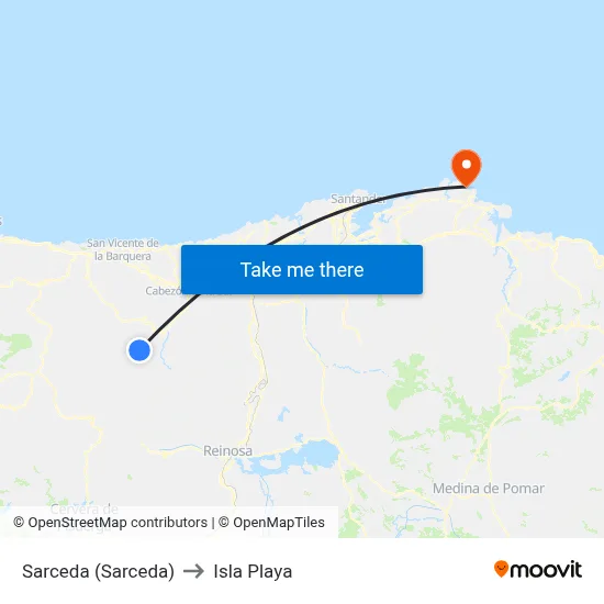 Sarceda (Sarceda) to Isla Playa map