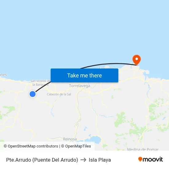 Pte.Arrudo (Puente Del Arrudo) to Isla Playa map