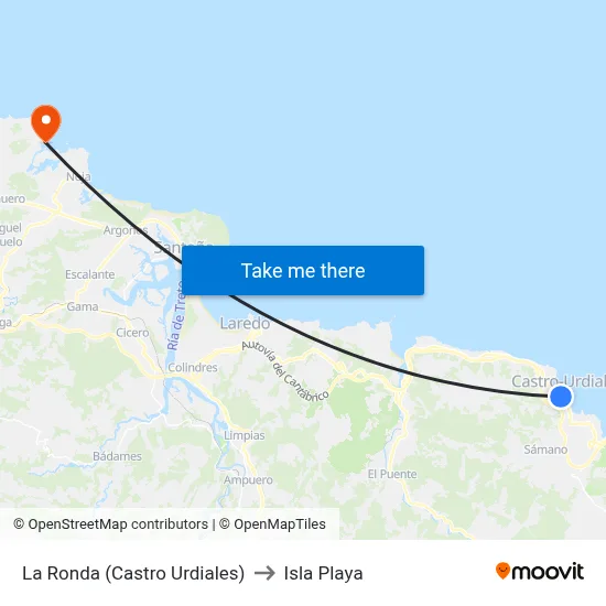 La Ronda (Castro Urdiales) to Isla Playa map