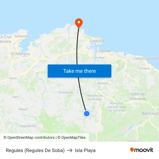 Regules (Regules De Soba) to Isla Playa map