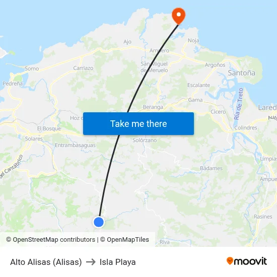 Alto Alisas (Alisas) to Isla Playa map