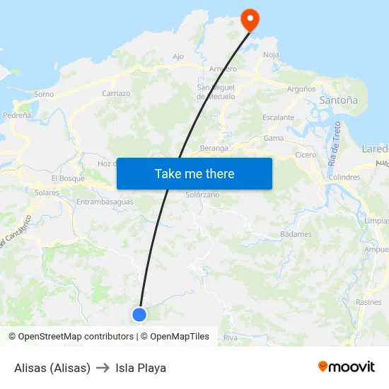 Alisas (Alisas) to Isla Playa map