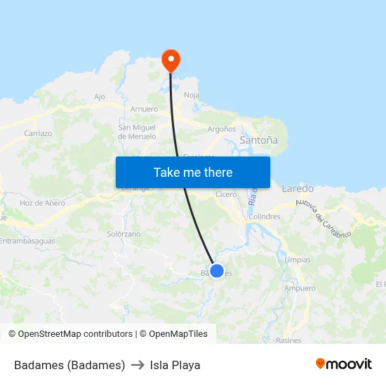 Badames (Badames) to Isla Playa map