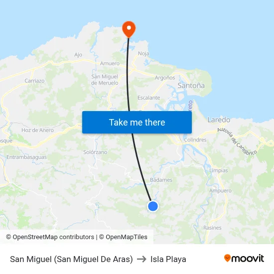 San Miguel (San Miguel De Aras) to Isla Playa map