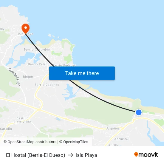 El Hostal (Berria-El Dueso) to Isla Playa map