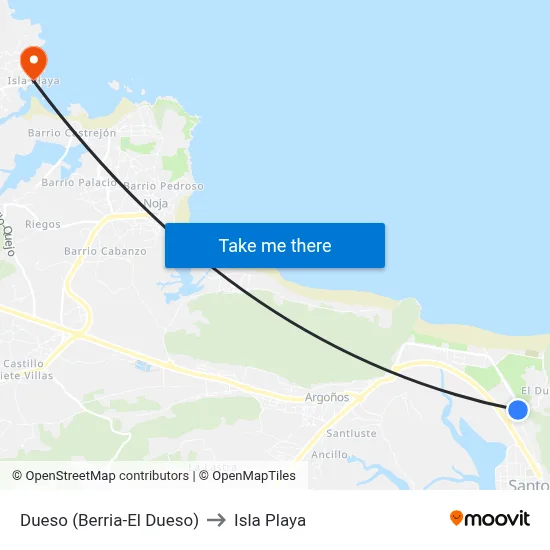 Dueso (Berria-El Dueso) to Isla Playa map