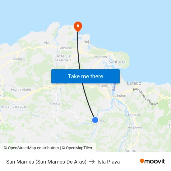 San Mames (San Mames De Aras) to Isla Playa map