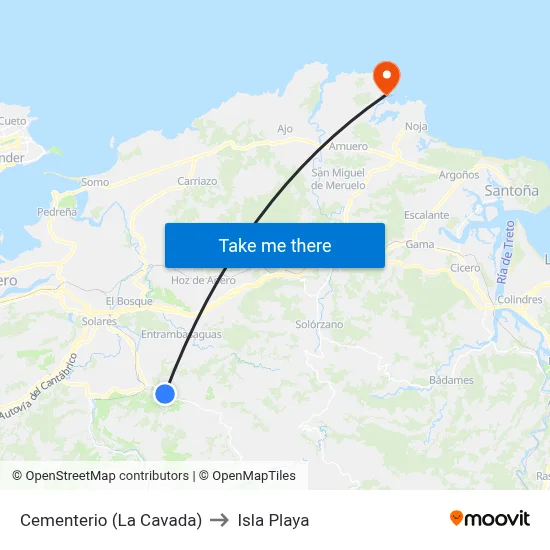 Cementerio (La Cavada) to Isla Playa map