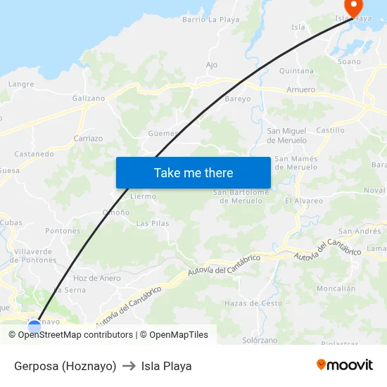 Gerposa (Hoznayo) to Isla Playa map