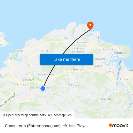 Consultorio (Entrambasaguas) to Isla Playa map