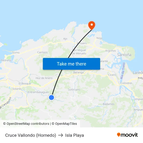 Cruce Vallondo (Hornedo) to Isla Playa map