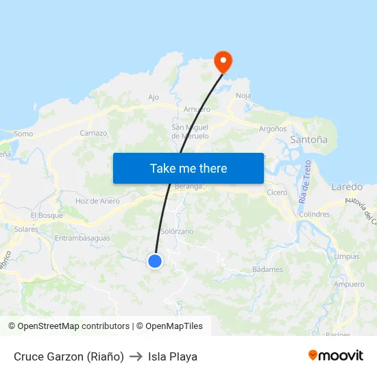 Cruce Garzon (Riaño) to Isla Playa map
