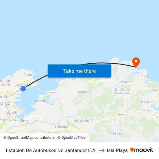 Estación De Autobuses De Santander E.A. to Isla Playa map