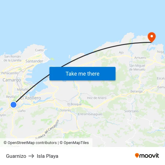Guarnizo to Isla Playa map