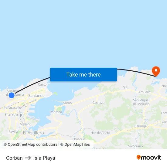 Corban to Isla Playa map
