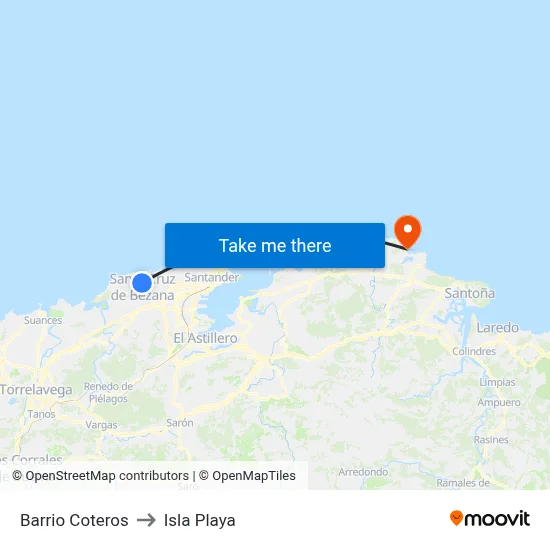 Barrio Coteros to Isla Playa map
