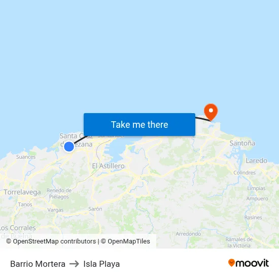 Barrio Mortera to Isla Playa map