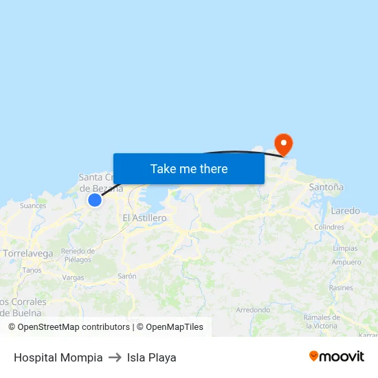 Hospital Mompia to Isla Playa map