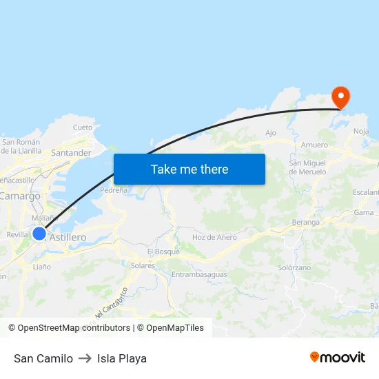 San Camilo to Isla Playa map