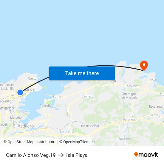 Camilo Alonso Veg.19 to Isla Playa map