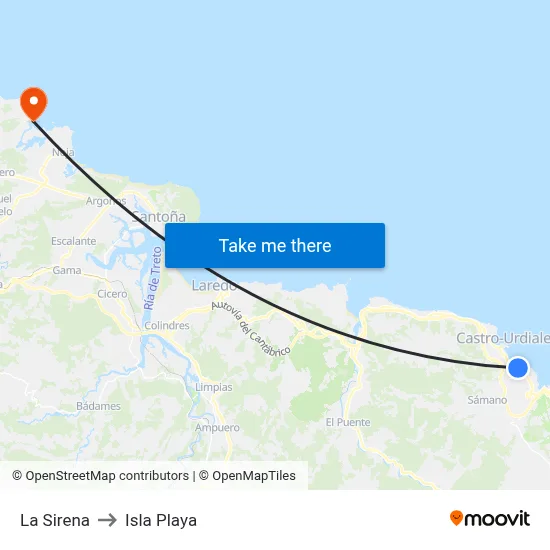 La Sirena to Isla Playa map