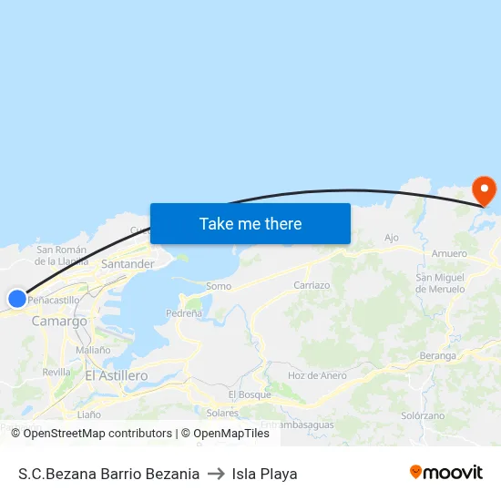 S.C.Bezana Barrio Bezania to Isla Playa map