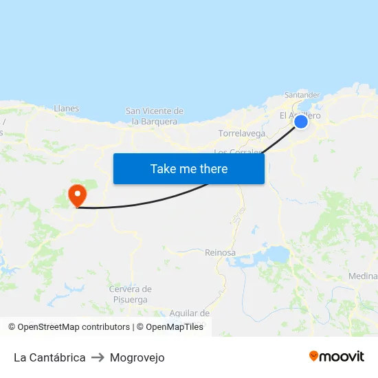 La Cantábrica to Mogrovejo map