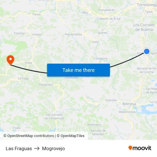 Las Fraguas to Mogrovejo map