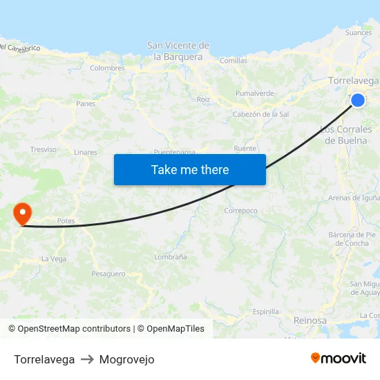 Torrelavega to Mogrovejo map
