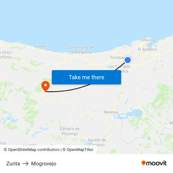 Zurita to Mogrovejo map