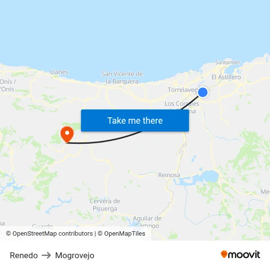 Renedo to Mogrovejo map