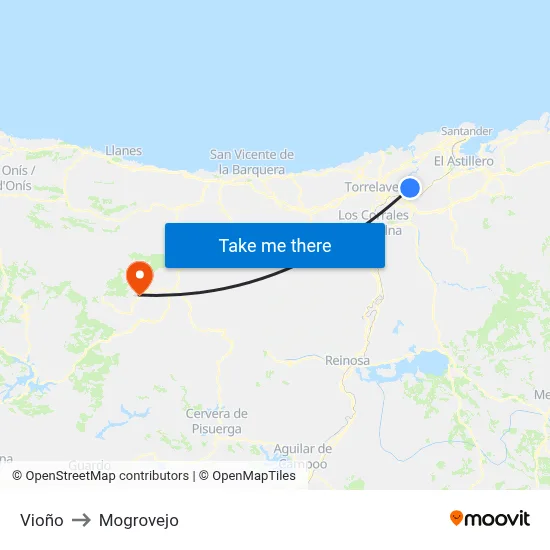 Vioño to Mogrovejo map