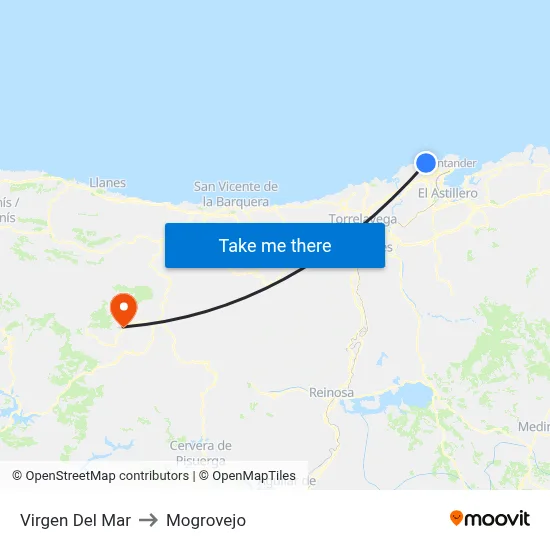 Virgen Del Mar to Mogrovejo map