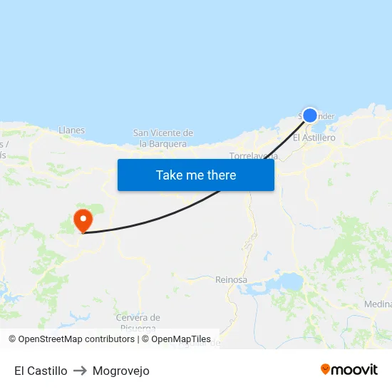 El Castillo to Mogrovejo map