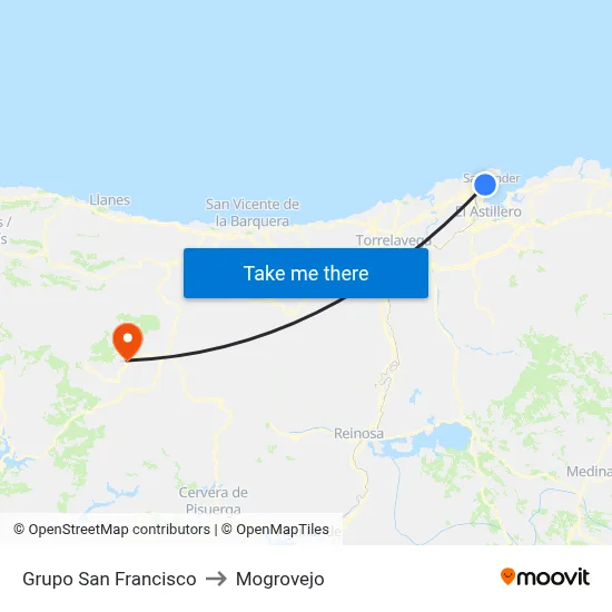 Grupo San Francisco to Mogrovejo map