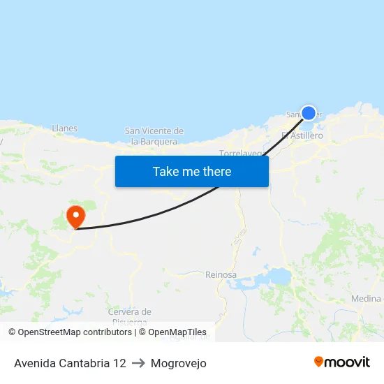 Avenida Cantabria 12 to Mogrovejo map