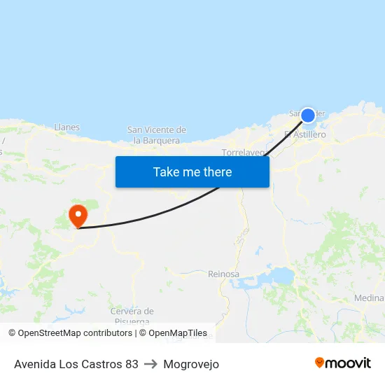 Avenida Los Castros 83 to Mogrovejo map