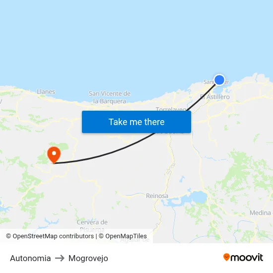 Autonomia to Mogrovejo map