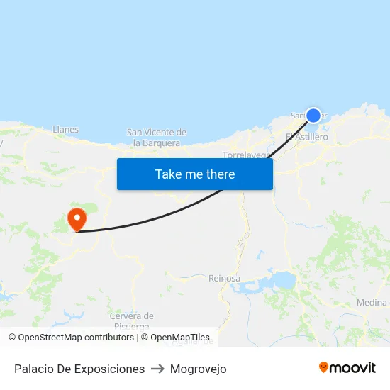Palacio De Exposiciones to Mogrovejo map