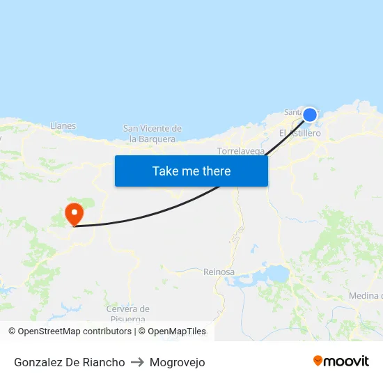 Gonzalez De Riancho to Mogrovejo map