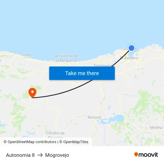 Autonomia 8 to Mogrovejo map