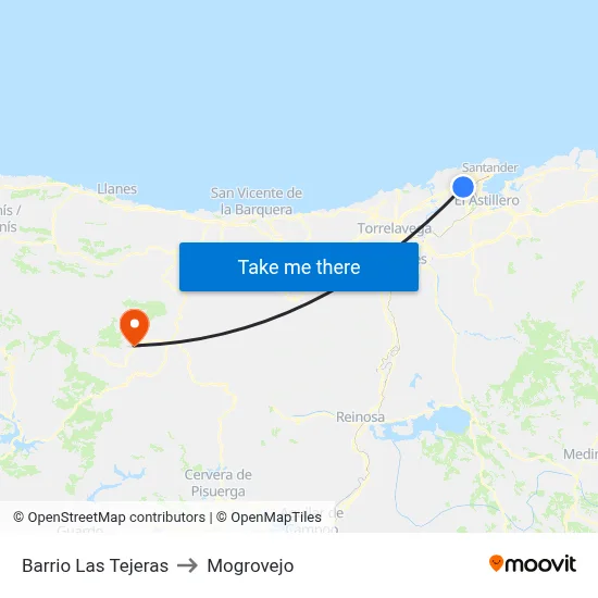 Barrio Las Tejeras to Mogrovejo map