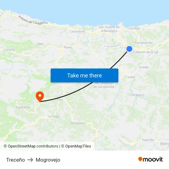 Treceño to Mogrovejo map